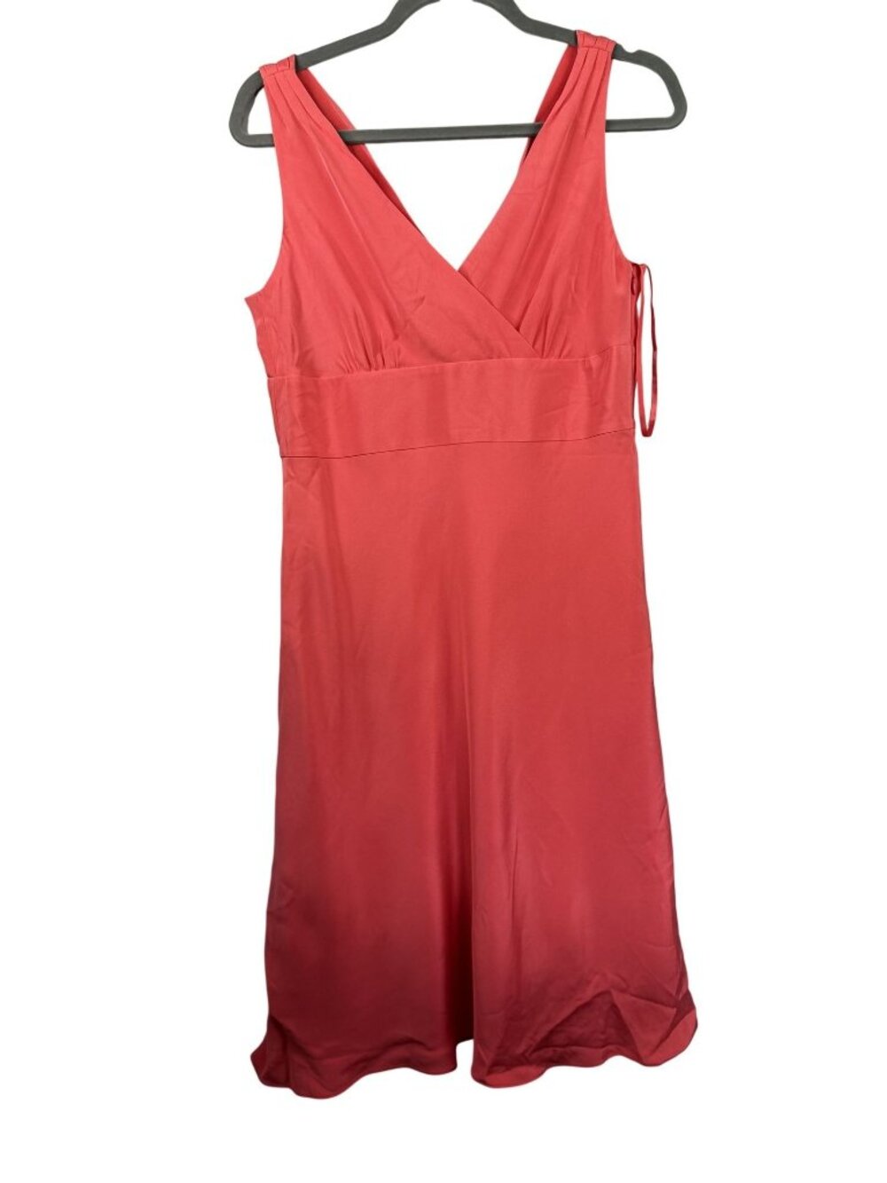 J.Crew Coral Silk Sleeveless Dress Size 12 V-Neck A-Line Style Lined Lightweight